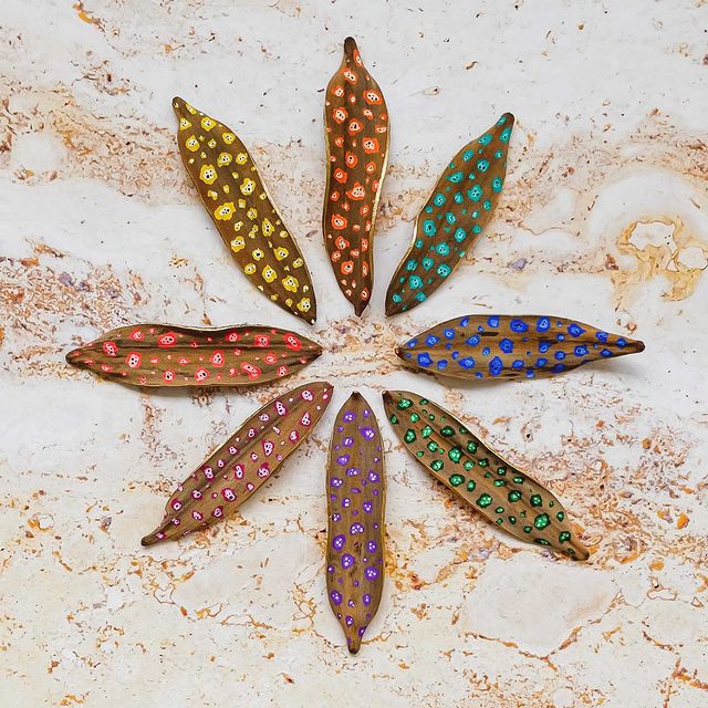 seed pods art - painted seed pods